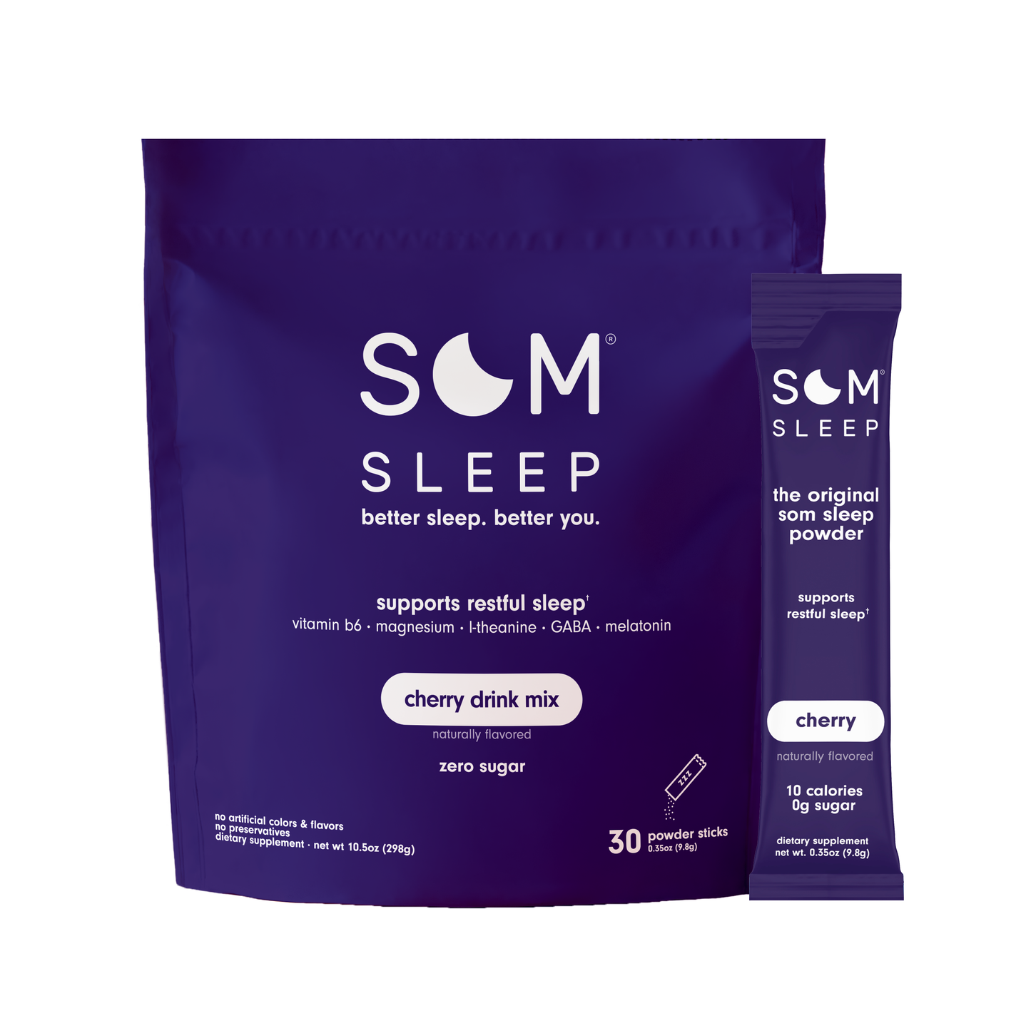 Som Sleep aid powder, cherry flavor pouch, liquid IV sleep multiplier alternative.