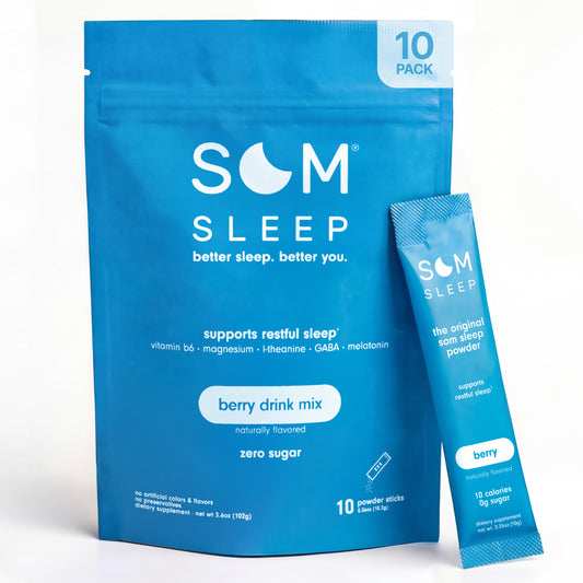 Som Sleep berry sleep aid powder with melatonin and magnesium for deep sleep.