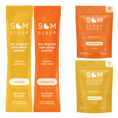 Som Sleep Powder Drink Mix Variety Pack, Mango & Tangerine, 20-Pack