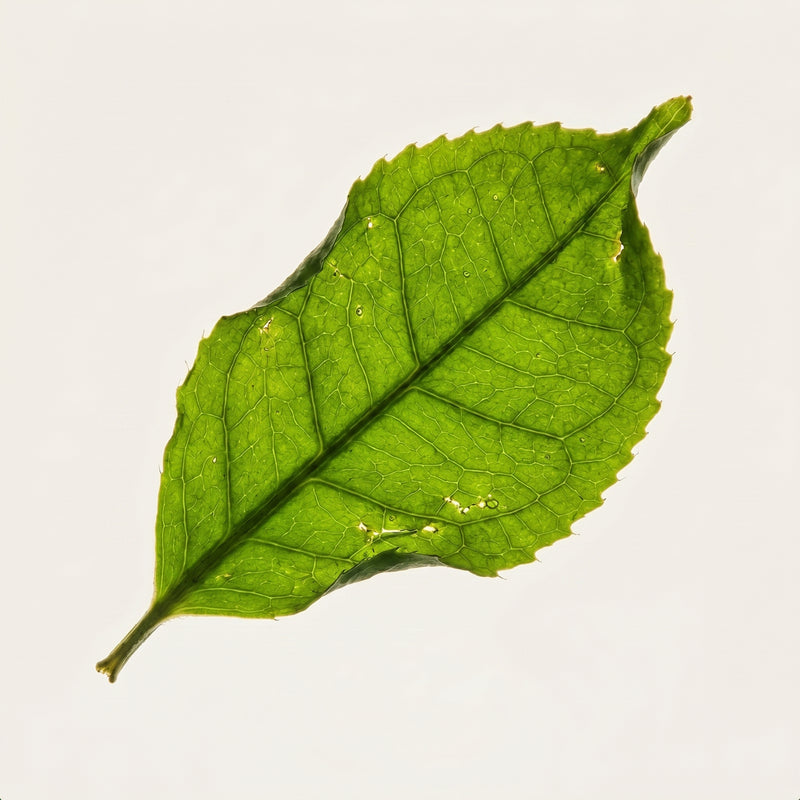 Green tea leaf on beige background
