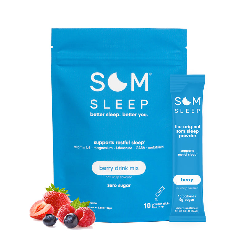 Som Sleep berry sleep aid powder with melatonin and magnesium for deep sleep.