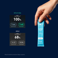 Sleep tracker results showing improved sleep quality after using Som Sleep Berry Powder drink mix.