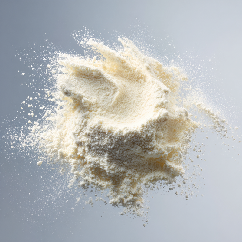 Splash of white powder on a gray background