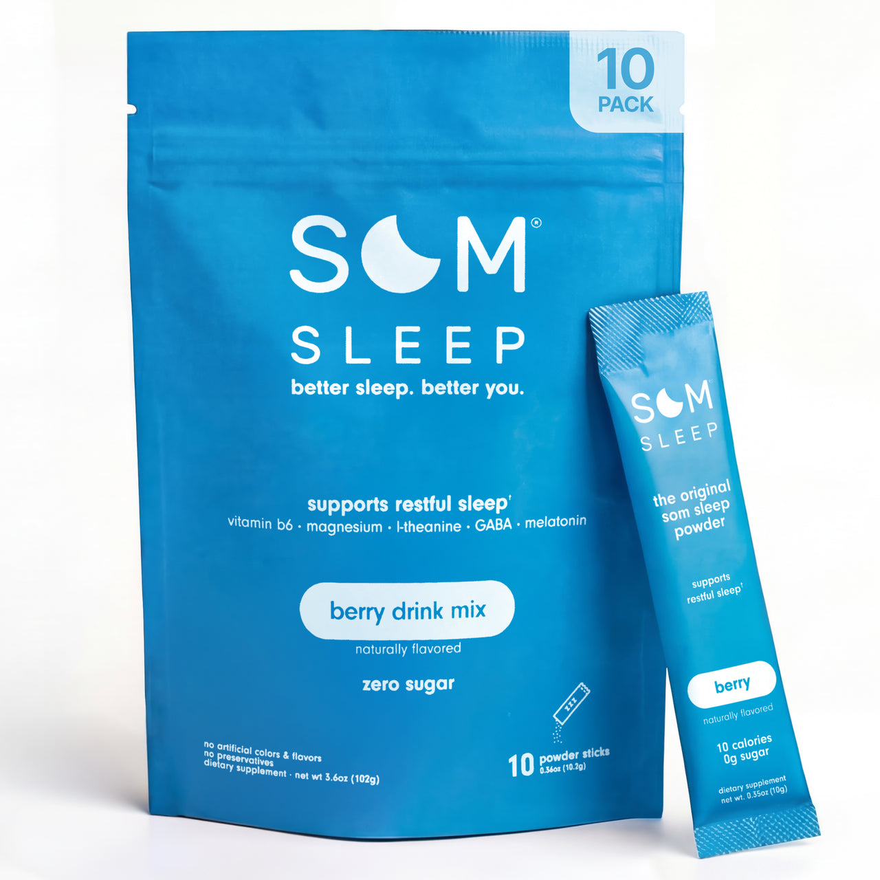 Som Sleep berry sleep aid powder with melatonin and magnesium for deep sleep.