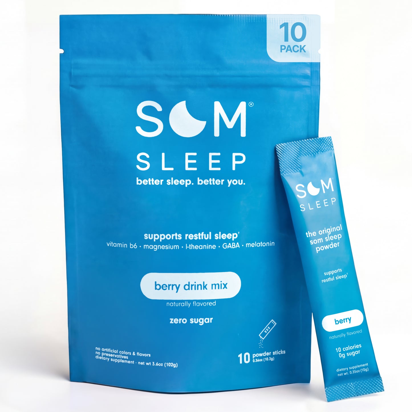 Som Sleep berry sleep aid powder with melatonin and magnesium for deep sleep.