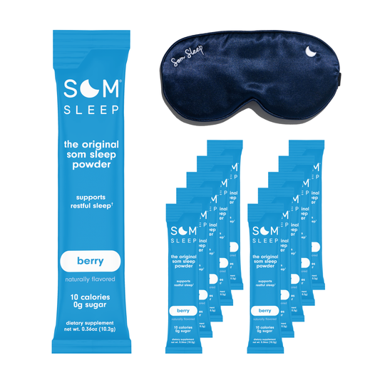 Som Sleep berry powder stick pack 10-pack and navy sleep mask